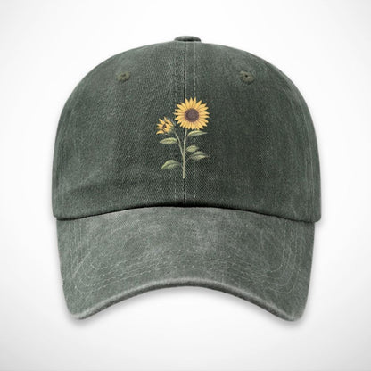 Casquette Aubin – casquette en coton délavé avec broderie tournesol