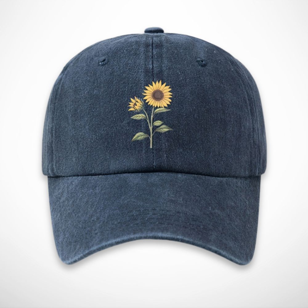 Casquette Aubin – casquette en coton délavé avec broderie tournesol