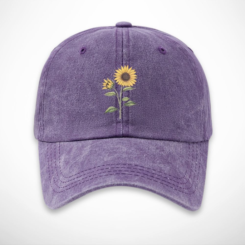 Casquette Aubin – casquette en coton délavé avec broderie tournesol