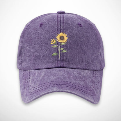 Casquette Aubin – casquette en coton délavé avec broderie tournesol