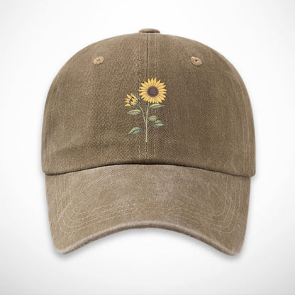 Casquette Aubin – casquette en coton délavé avec broderie tournesol