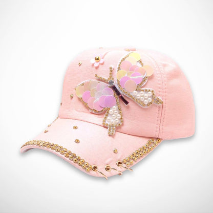 Casquette Alira – casquette en coton décorée avec papillons et strass