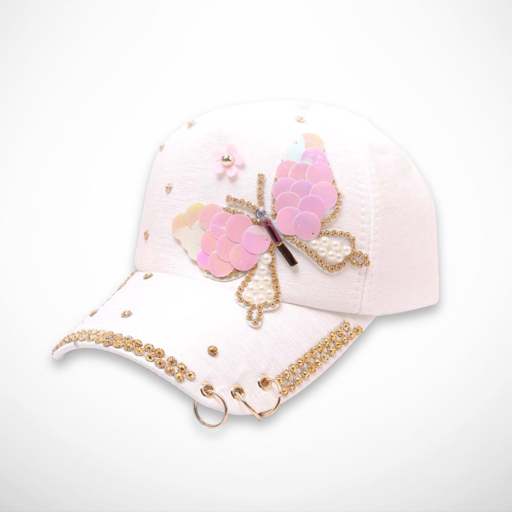 Casquette Alira – casquette en coton décorée avec papillons et strass