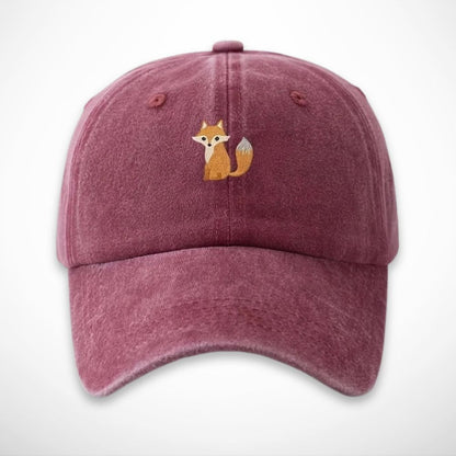 Casquette Gaspard – casquette délavée en coton avec broderie renard