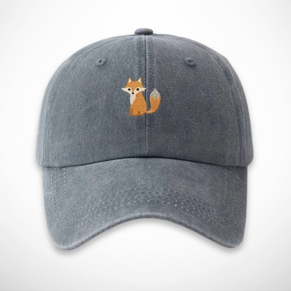 Casquette Gaspard – casquette délavée en coton avec broderie renard