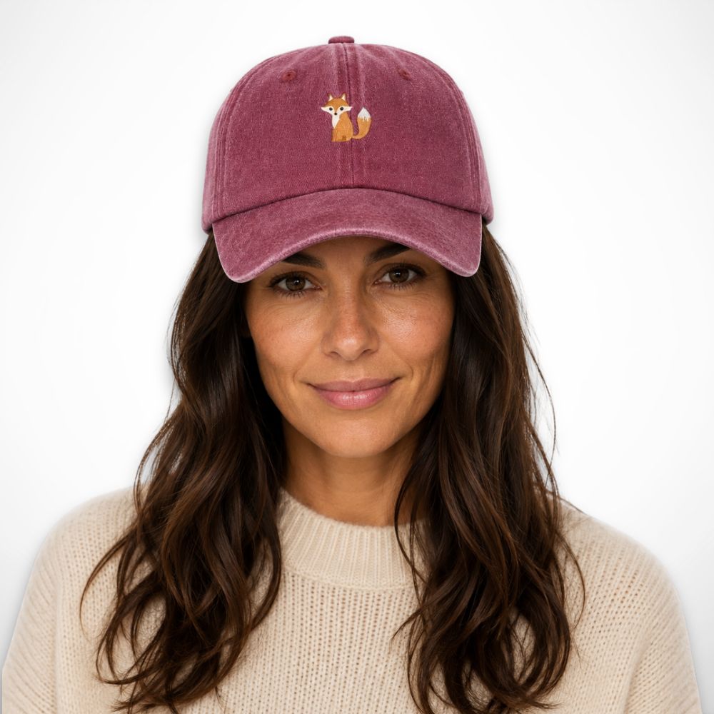 Casquette Gaspard – casquette délavée en coton avec broderie renard
