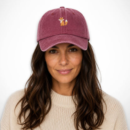 Casquette Gaspard – casquette délavée en coton avec broderie renard