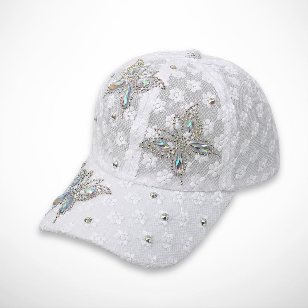 Casquette Papillia – bestickte Spitzenkappe mit Schmetterlingen