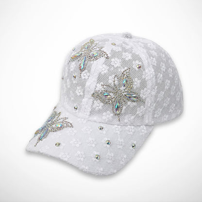 Casquette Papillia – bestickte Spitzenkappe mit Schmetterlingen