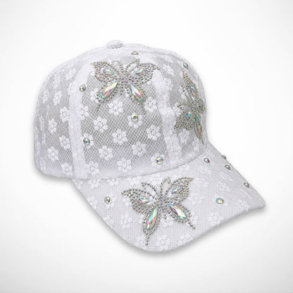 Casquette Papillia – bestickte Spitzenkappe mit Schmetterlingen