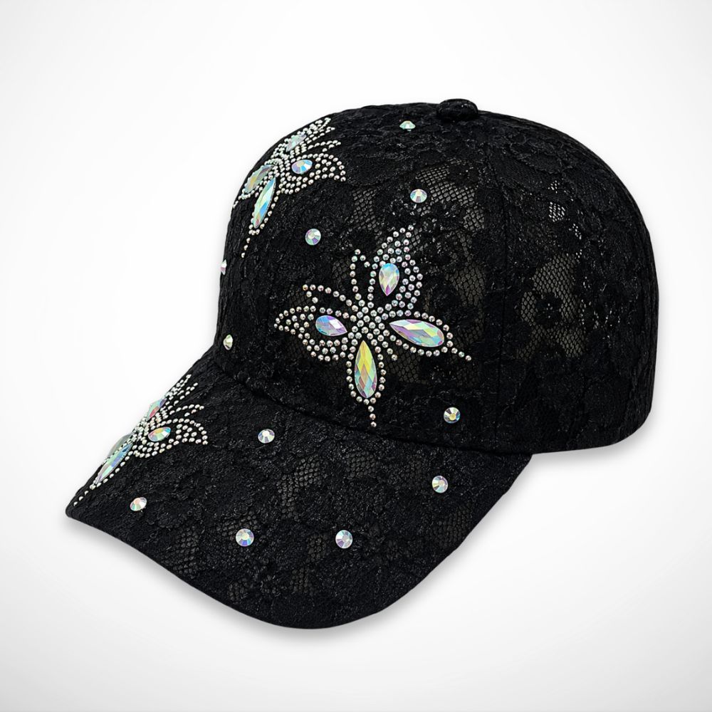 Casquette Papillia – bestickte Spitzenkappe mit Schmetterlingen