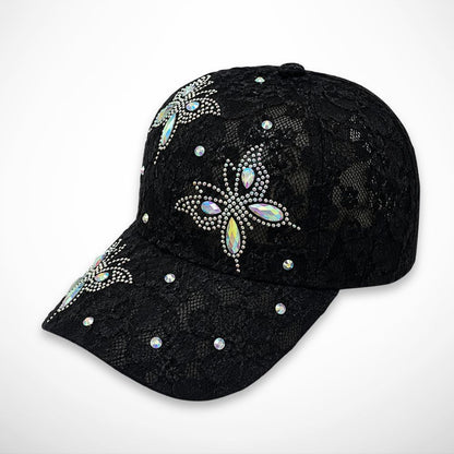 Casquette Papillia – bestickte Spitzenkappe mit Schmetterlingen