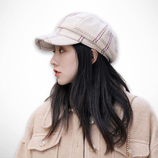 Casquette-béret Alice – casquette gavroche à motif plaid