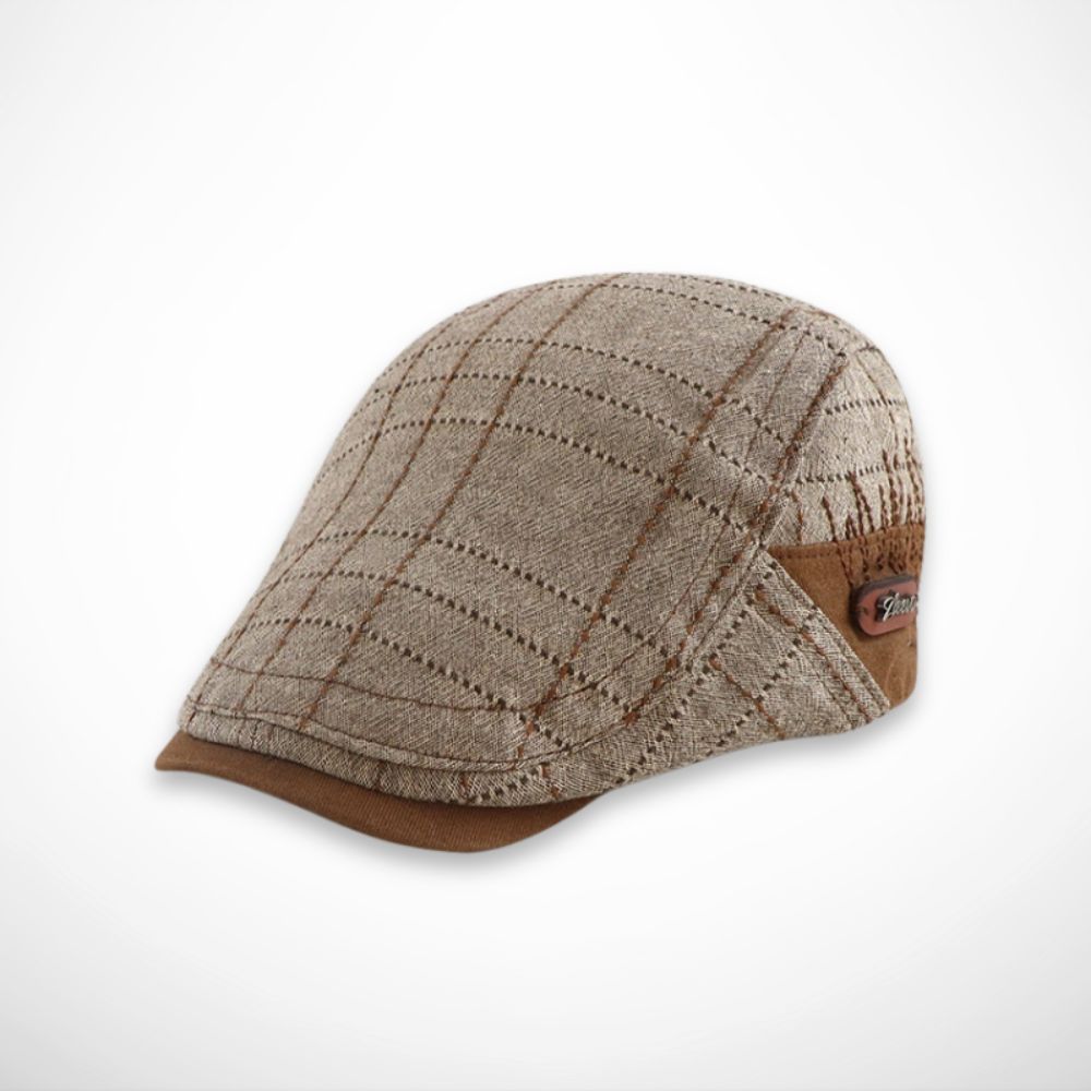 Casquette Viggo – casquette plate en coton à carreaux
