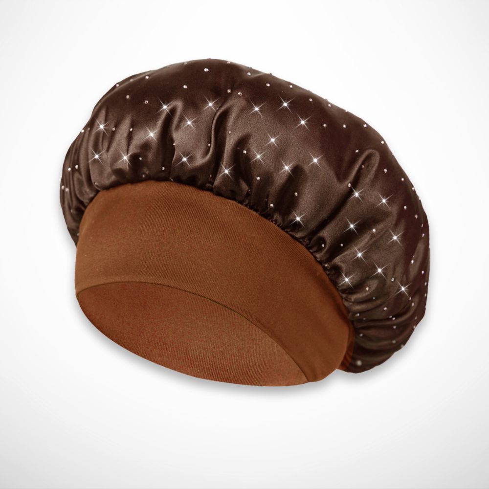 Mely Nachtmütze – Weicher Satin mit Strassverzierungen