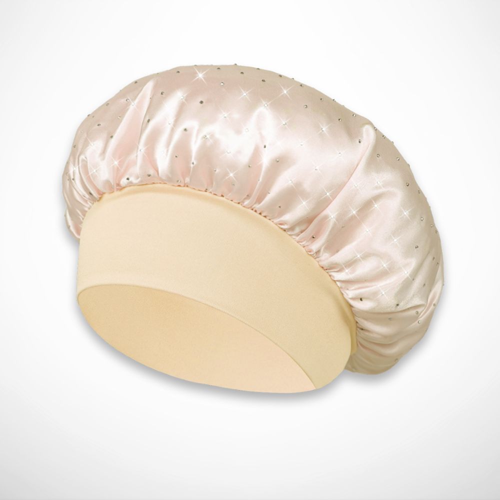 Mely Nachtmütze – Weicher Satin mit Strassverzierungen