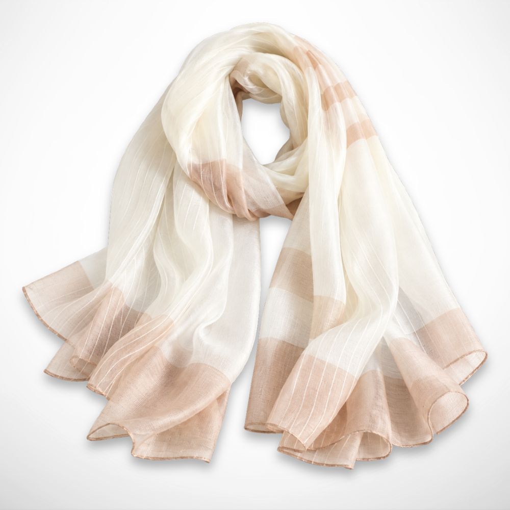 Foulard Isaline – Étole légère en soie à rayures