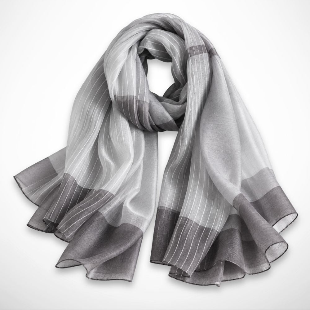 Foulard Isaline – Étole légère en soie à rayures