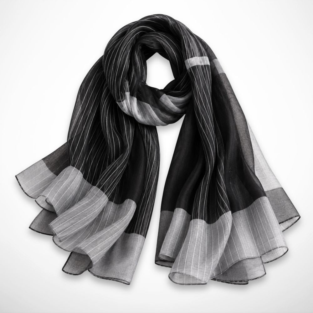 Foulard Isaline – Étole légère en soie à rayures