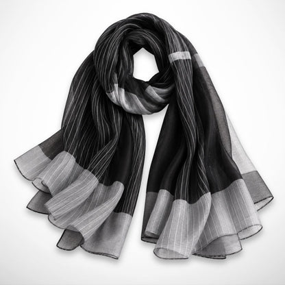 Foulard Isaline – Étole légère en soie à rayures