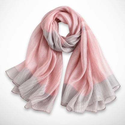 Foulard Isaline – Étole légère en soie à rayures