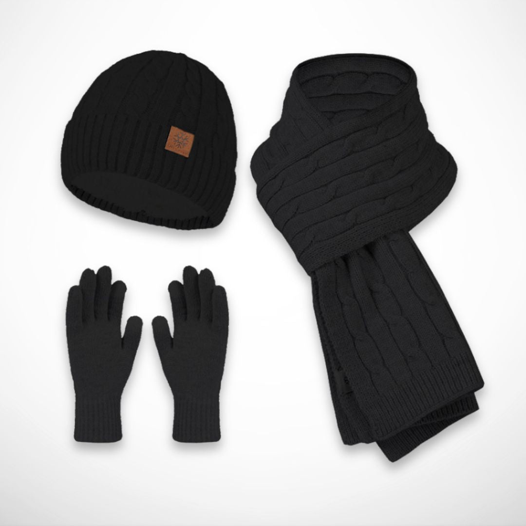 Ensemble hiver Hugo – Bonnet, écharpe et gants assortis