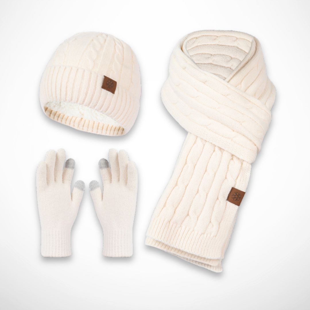 Ensemble hiver Hugo – Bonnet, écharpe et gants assortis