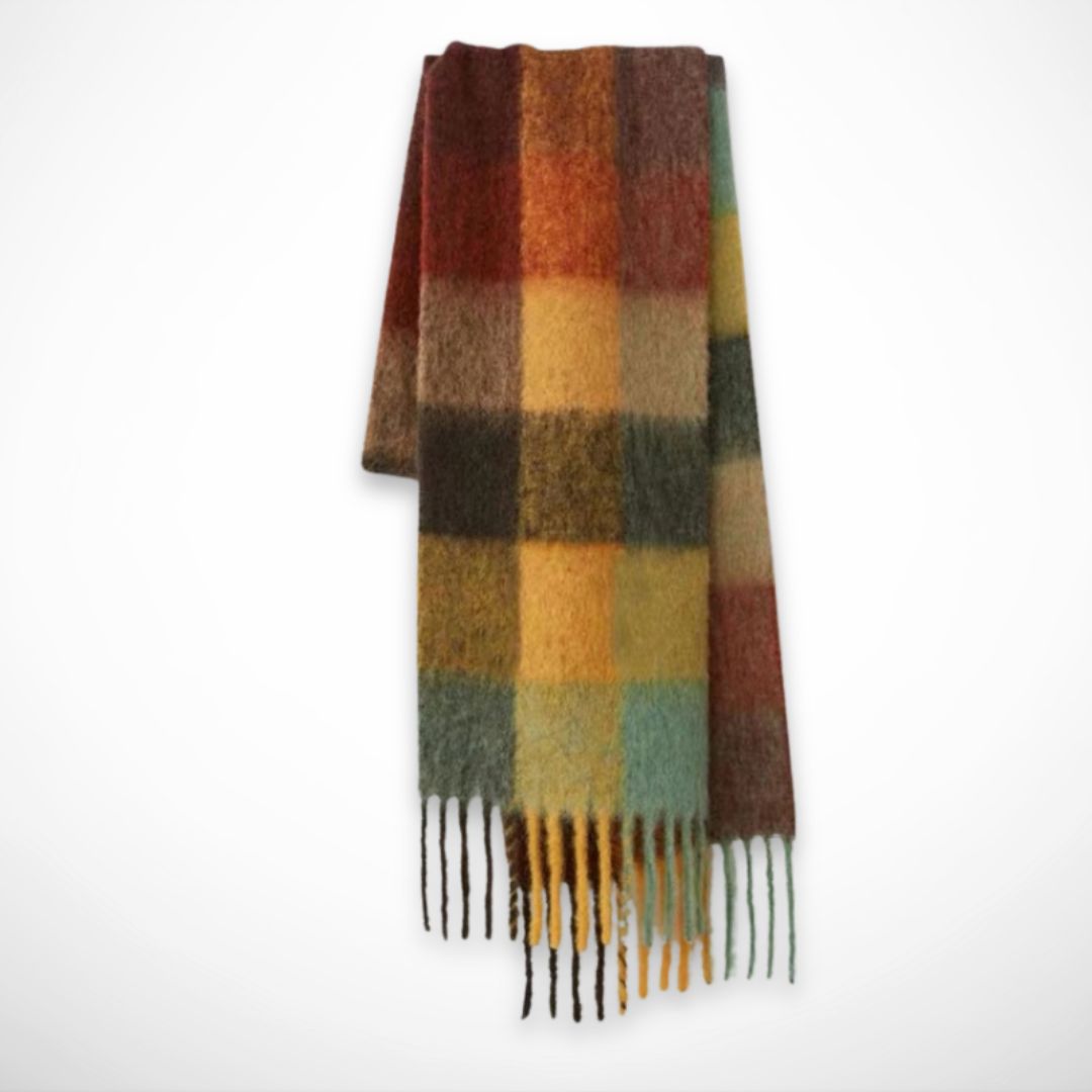 Écharpe Aila – Grand carreaux multicolores, douceur & chaleur