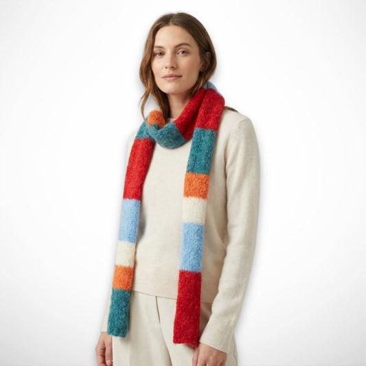 Écharpe longue rayée multicolore – Écharpe fine et chaude pour l’hiver
