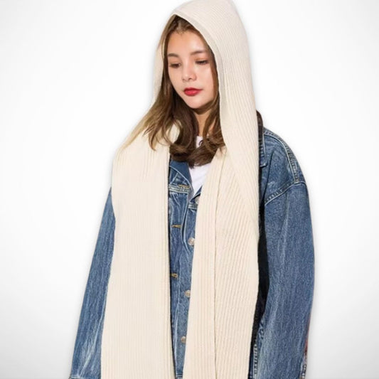 Evangelina hooded scarf – Long, enveloping knitted scarf