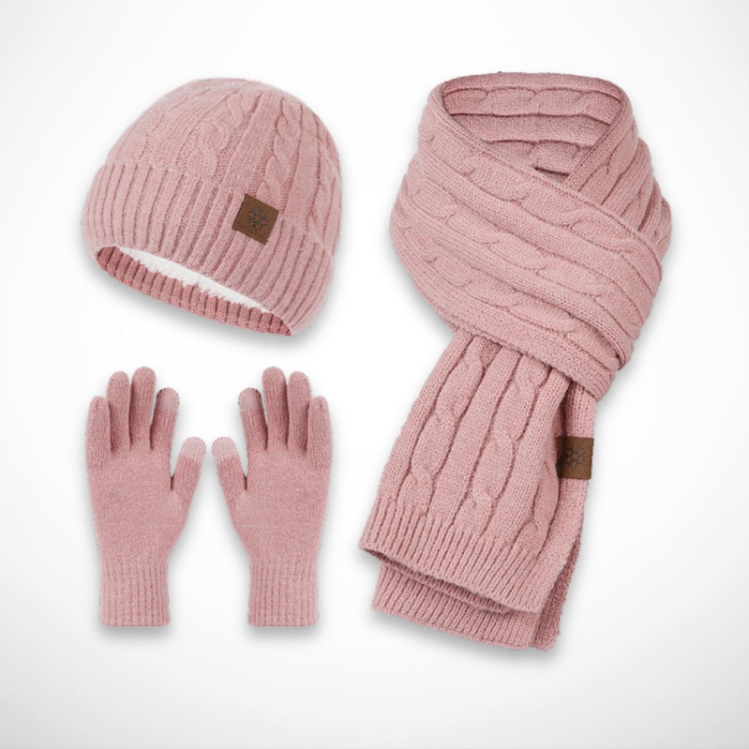 Ensemble hiver Hugo – Bonnet, écharpe et gants assortis