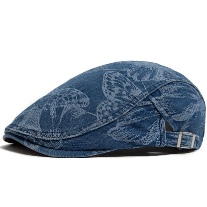 casquette plate jeans bleu