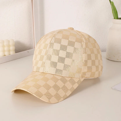casquette damier dorée