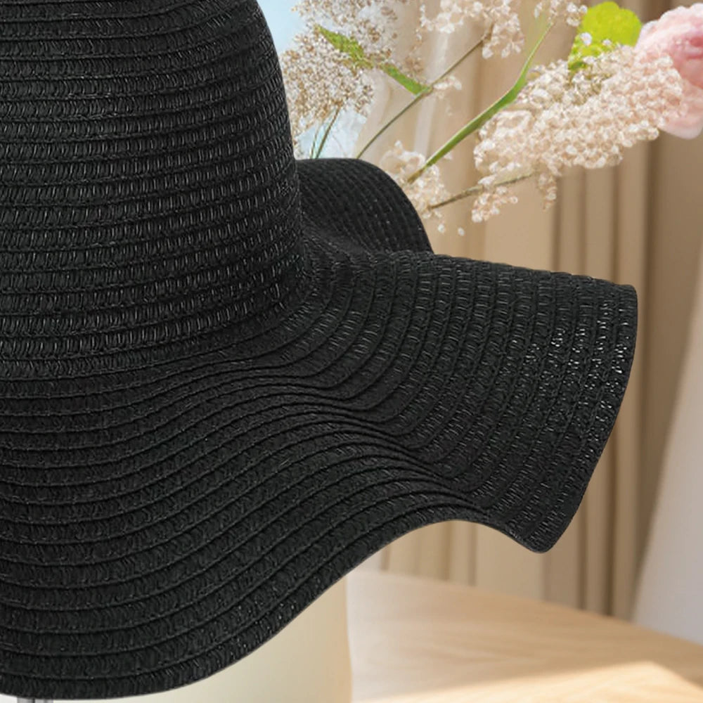 chapeau de paille noir détail
