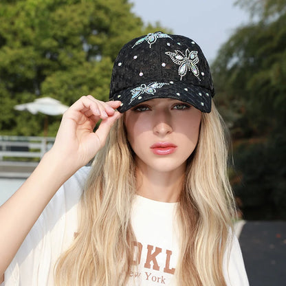 casquette femme dentelle broderie noir