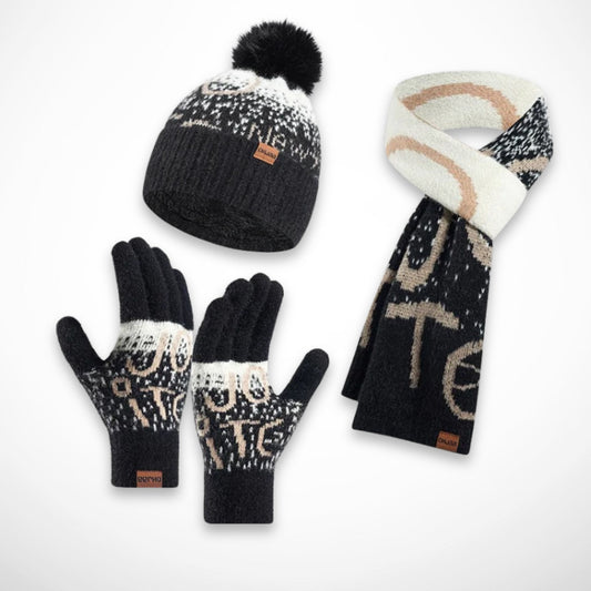 Ensemble Emy – Bonnet, écharpe & gants assortis