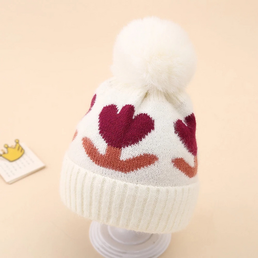 Bonnet Enfant Pompon Fleur