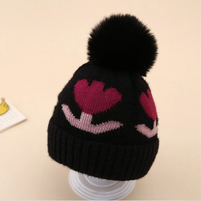 Children's Pom-Pom Flower Hat