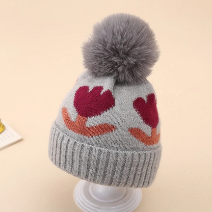 Children's Pom-Pom Flower Hat