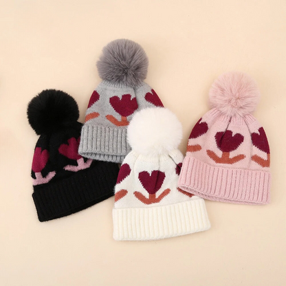 Children's Pom-Pom Flower Hat