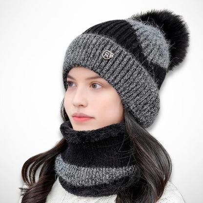 Bonnet Pompon et son Col assorti