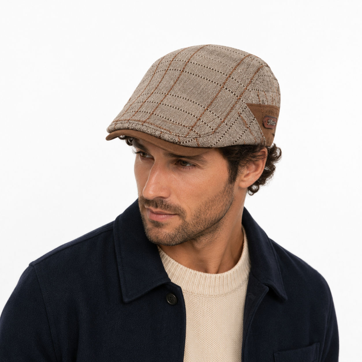 Casquette Viggo – casquette plate en coton à carreaux
