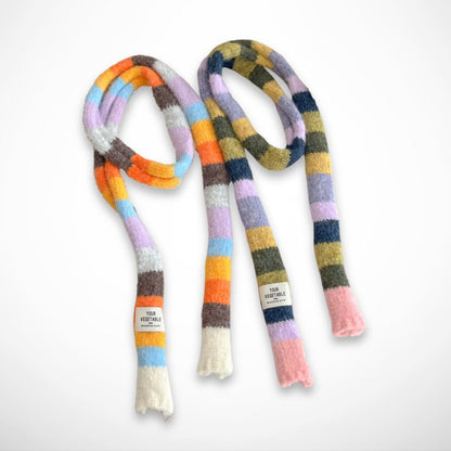 Langer, mehrfarbig gestreifter Schal – Dünner und warmer Schal für den Winter