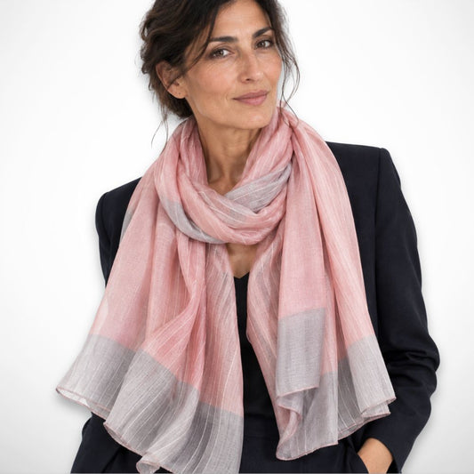 Isaline Scarf – Lightweight Striped Silk Stole